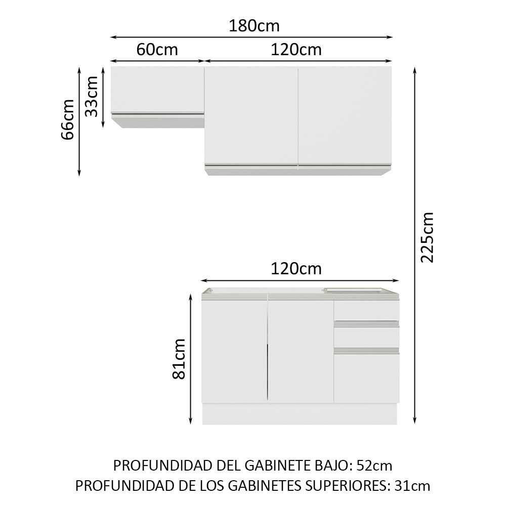 Combo completo de Cocina 180cm Blanco Glamy 09 - Image 2
