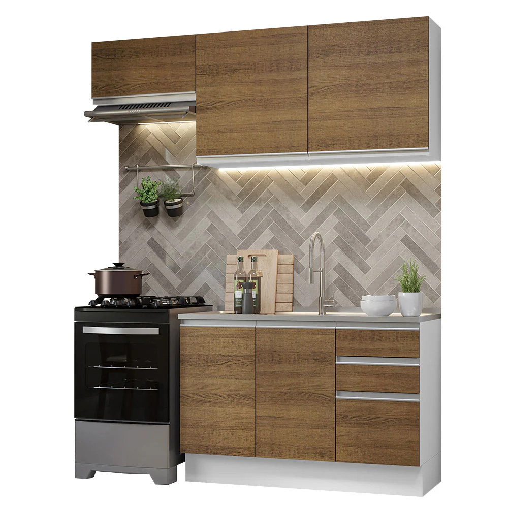 Combo de Cocina 180cm Glamy Madesa 09 - Blanco/Marrón - Image 2