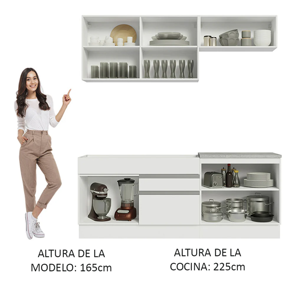 Combo de Cocina 200cm Glamy Madesa 07 - Blanco - Image 7