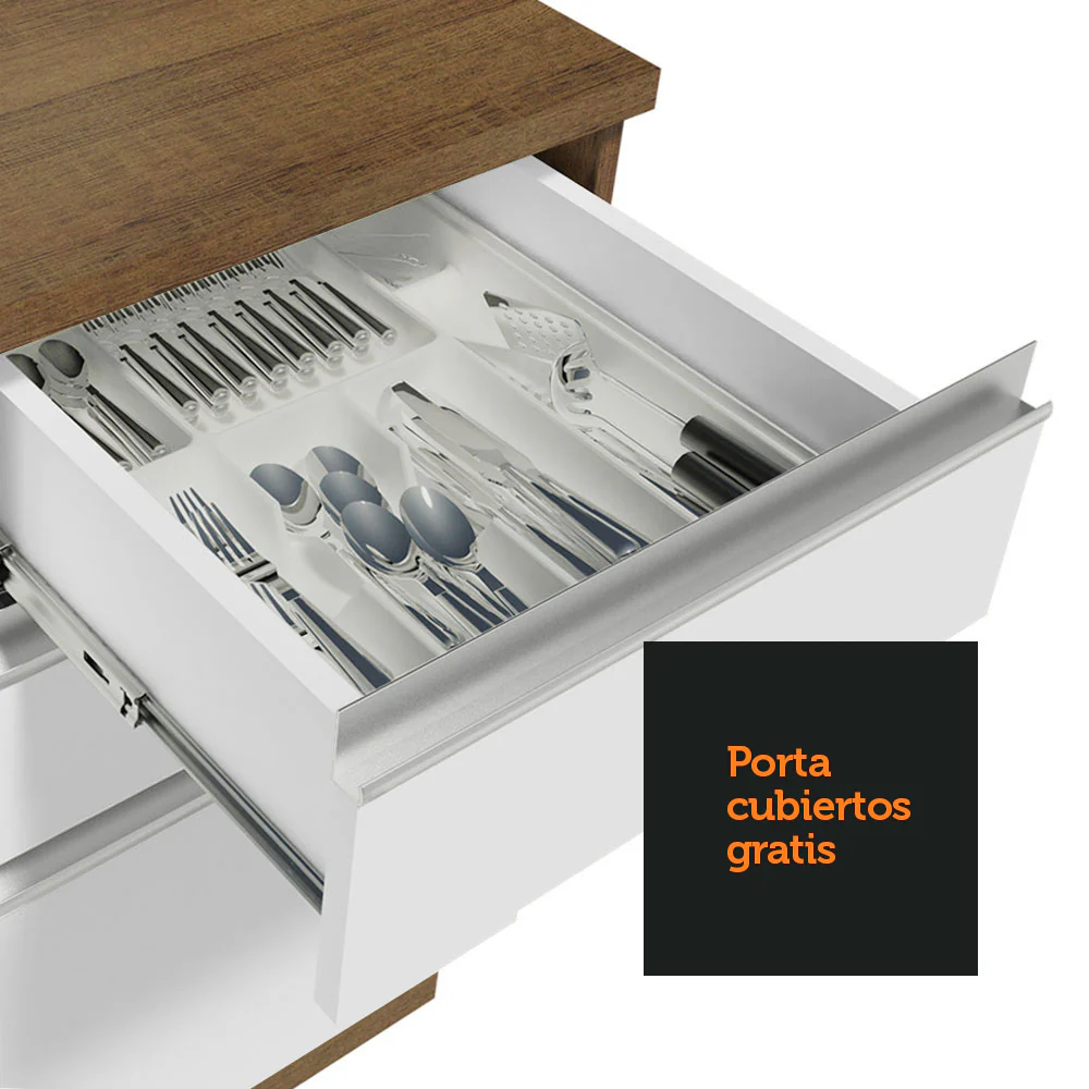 Combo de Cocina 200cm Marrón Blanco Glamy Madesa 03 - Image 7