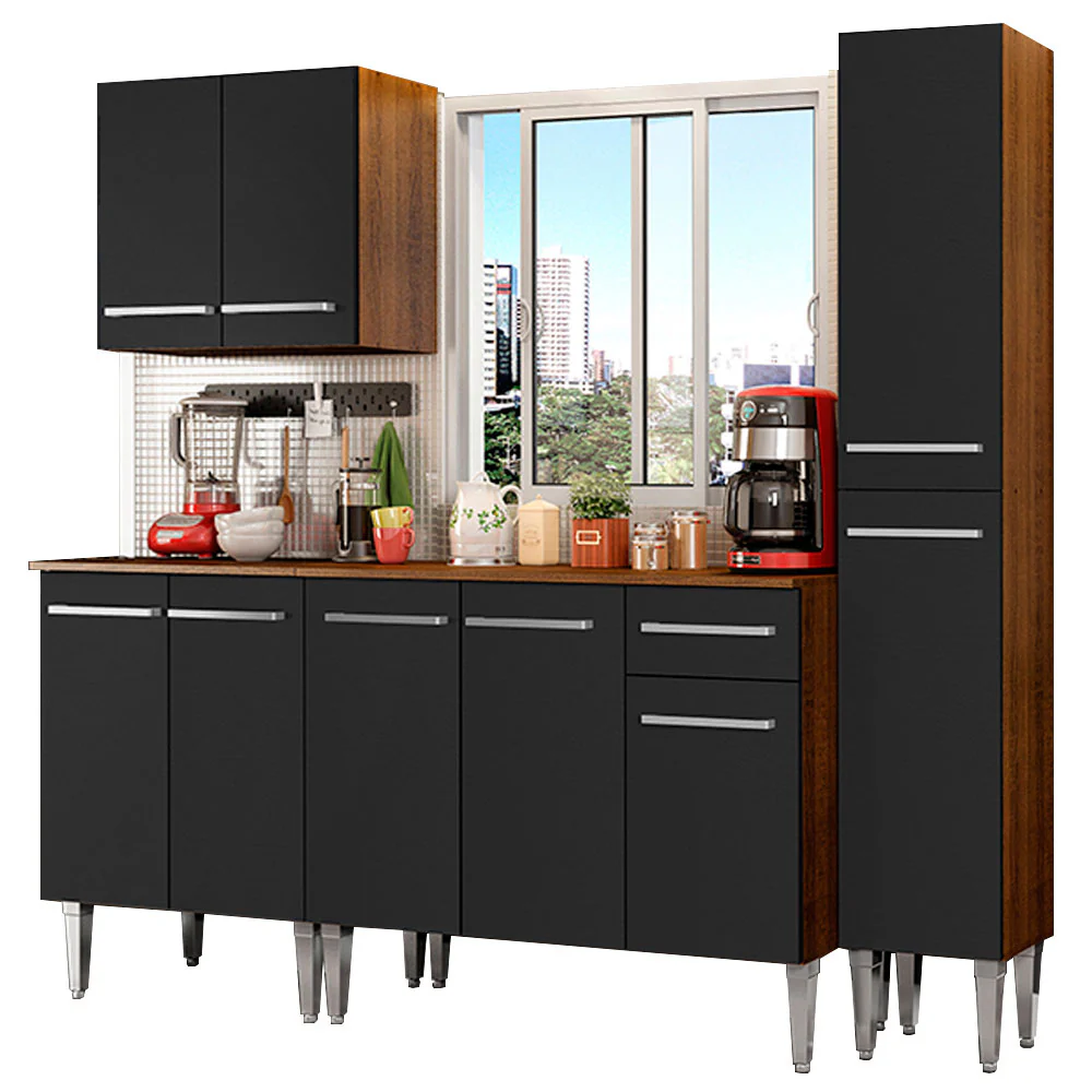 Combo de Cocina 201cm Marrón/Negro Emilly Sing Madesa 01 - Image 3