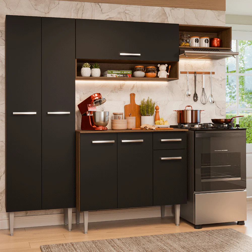 Combo completo de Cocina 220 cm Marrón/Negro Deli Madesa 02