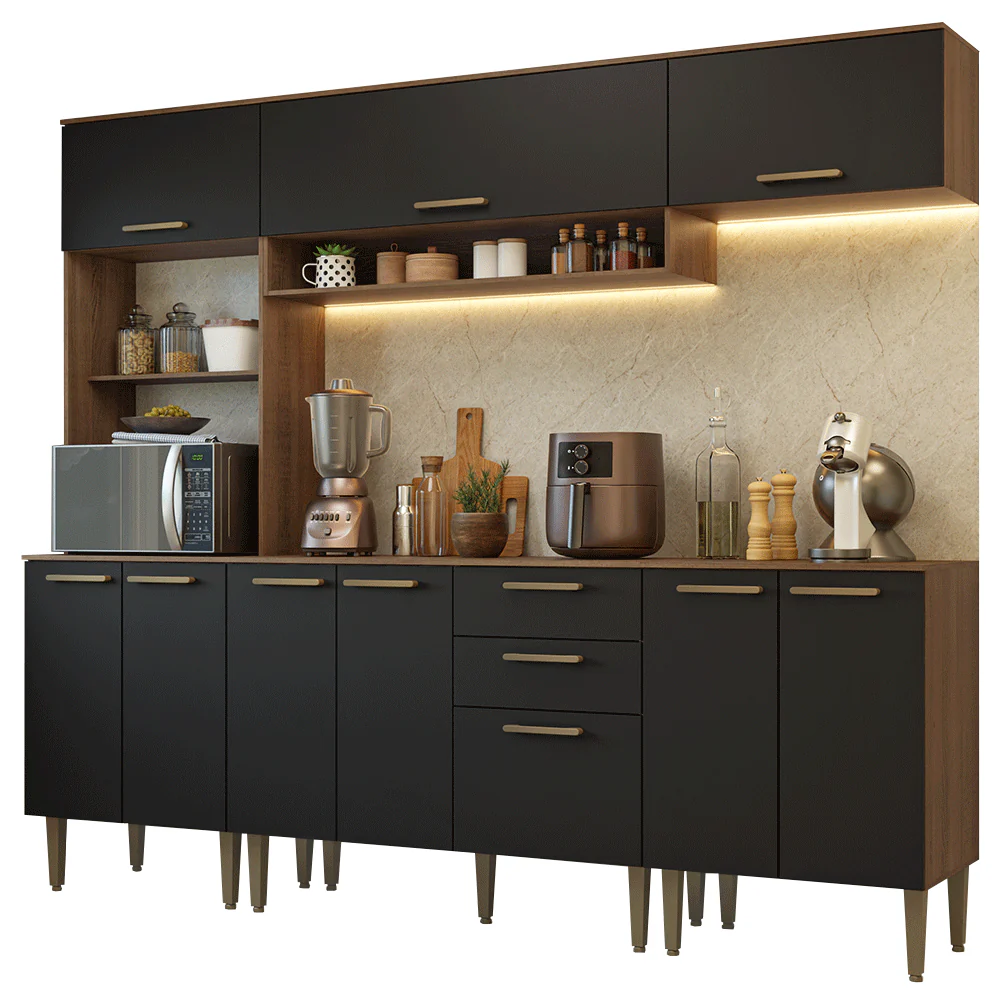 Combo completo de Cocina 225 cm Marrón/Negro Lille Madesa 01 - Image 3