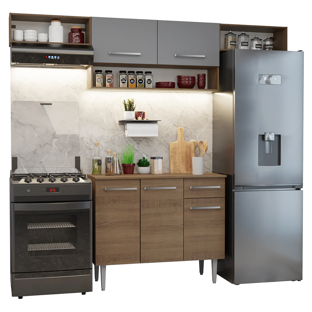 Combo completo de Cocina 225cm Marrón/Gris Emilly 01 - Image 3