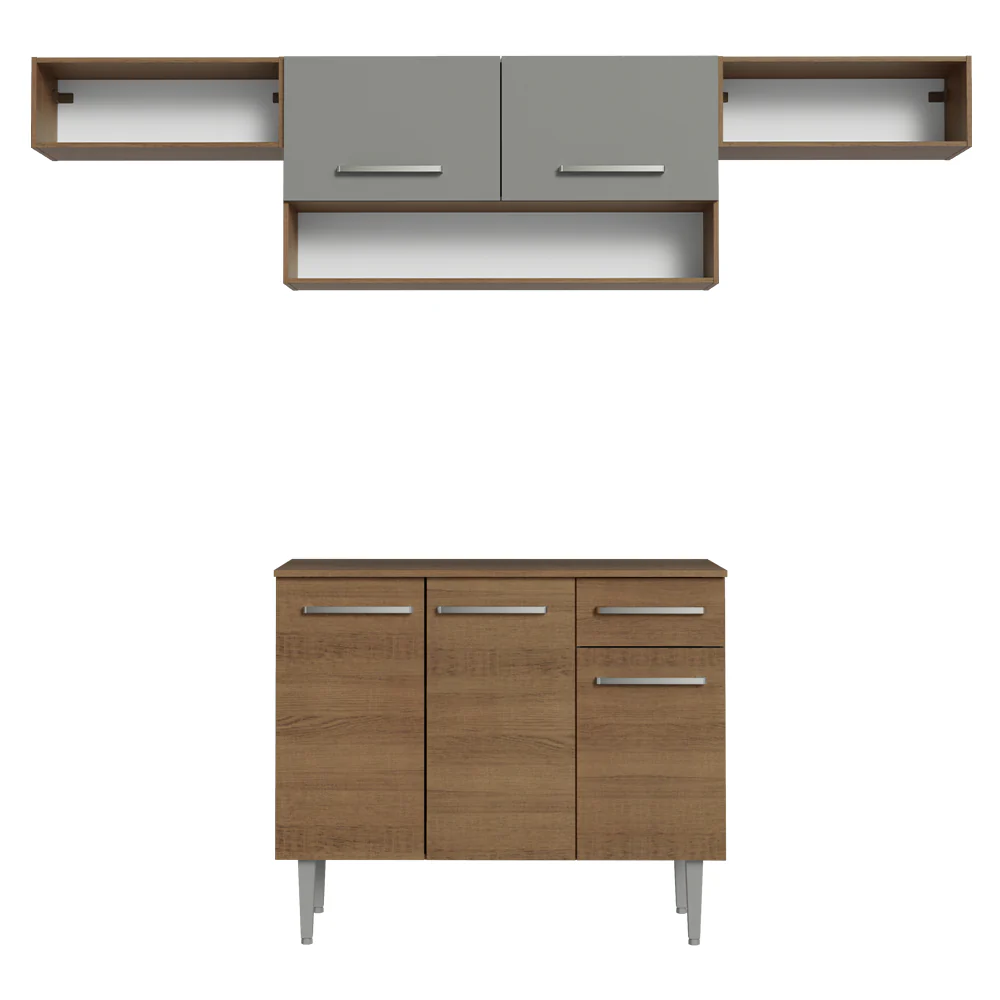 Combo completo de Cocina 225cm Marrón/Gris Emilly 01 - Image 4