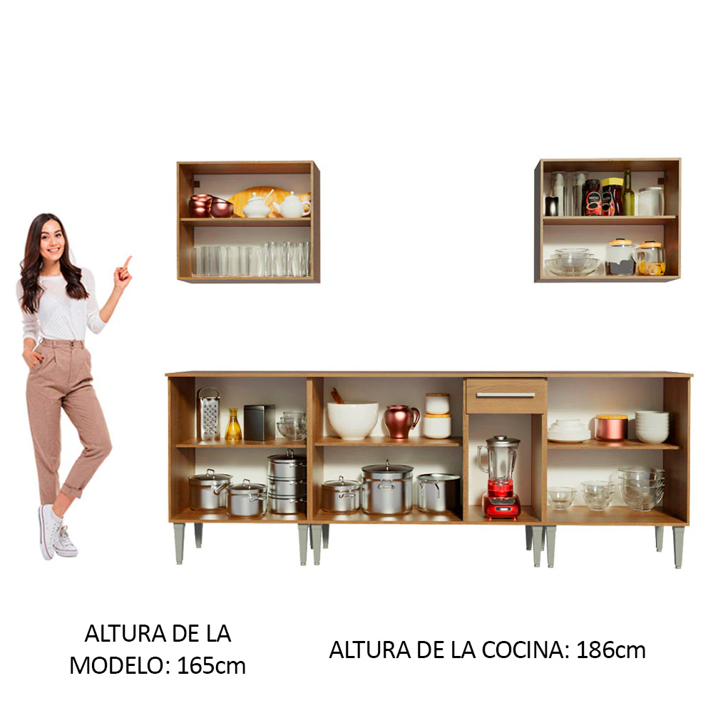 Combo completo de Cocina 233cm Emilly King Madesa 01 - Marrón - Image 5