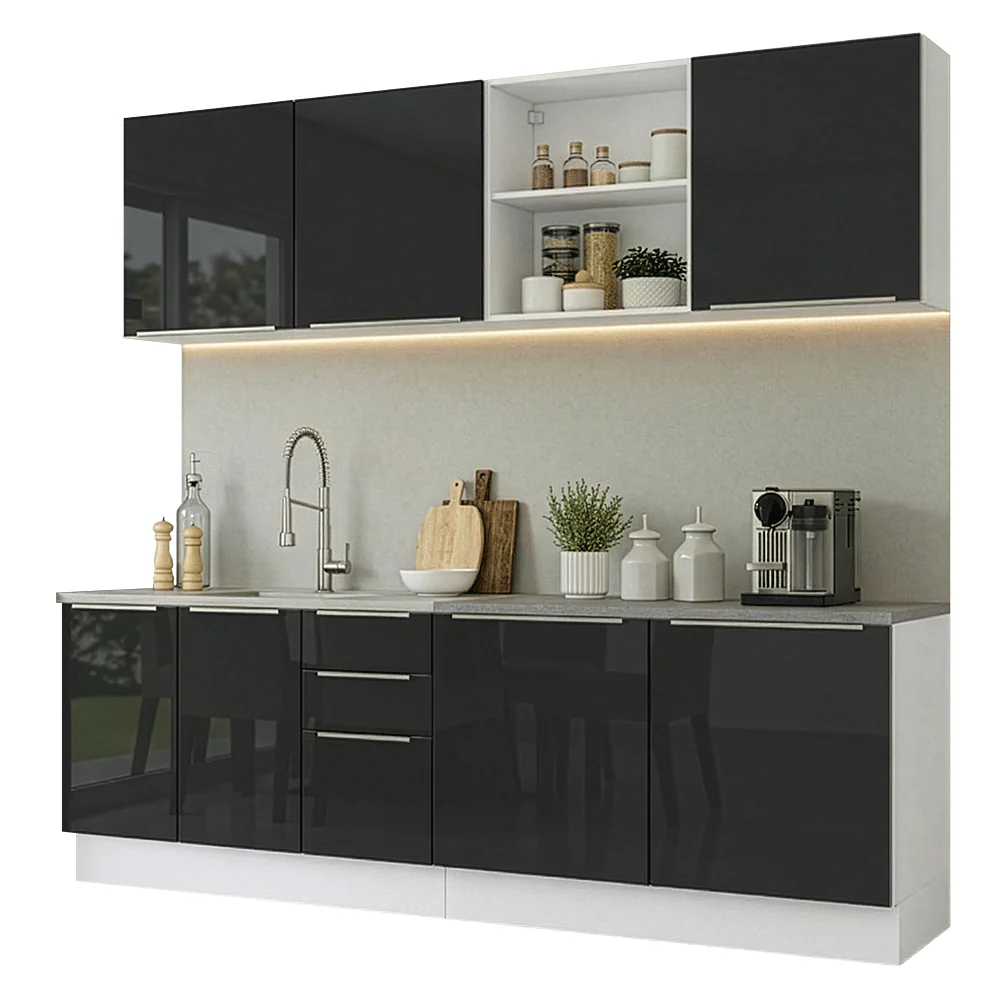 Combo completo de Cocina 240 cm Blanco/Negro Lux Madesa 09 - Image 3