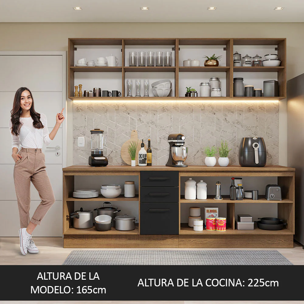 Combo Completo de Cocina 240 cm Marrón/Negro 60 cm de Profundidad Agata Madesa 01 - Image 5
