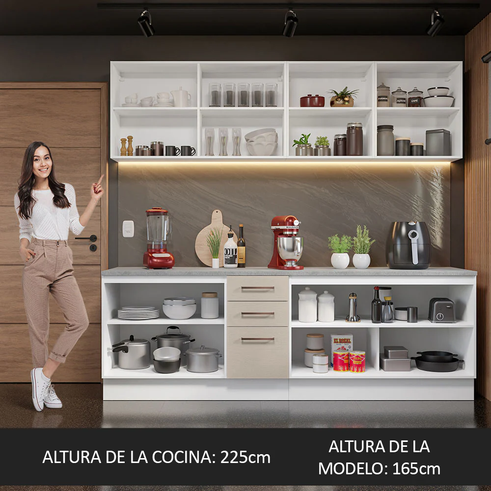 Combo completo de Cocina 240cm Blanco/Crema 60cm de Profundidad Agata Madesa 02 - Image 5