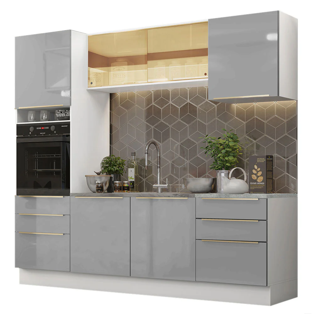 Combo completo de Cocina 240cm Blanco/Gris Lux Madesa 02 - Image 2
