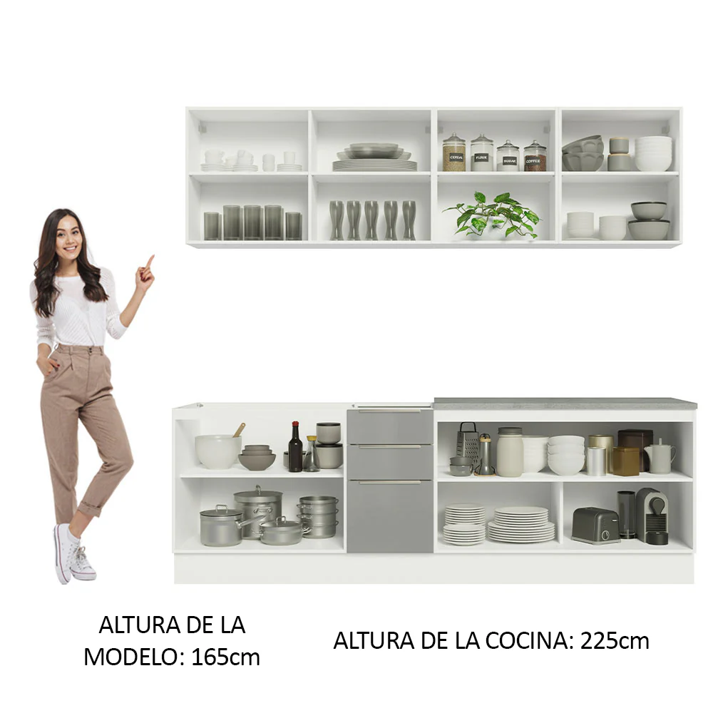 Combo completo de Cocina 240cm Blanco/Gris Lux Madesa 05 - Image 5