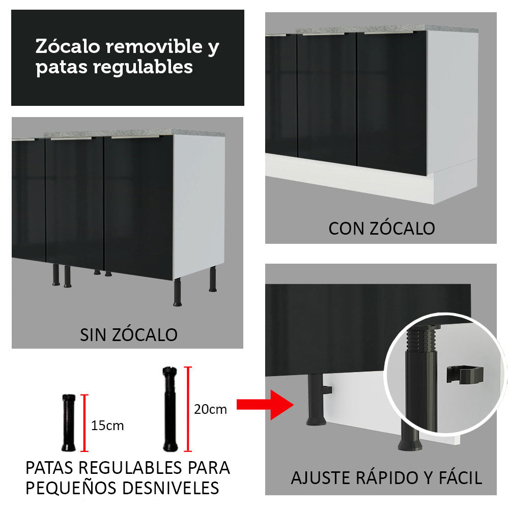 Combo completo de Cocina 240cm Blanco/Negro Lux Madesa 02 - Image 8