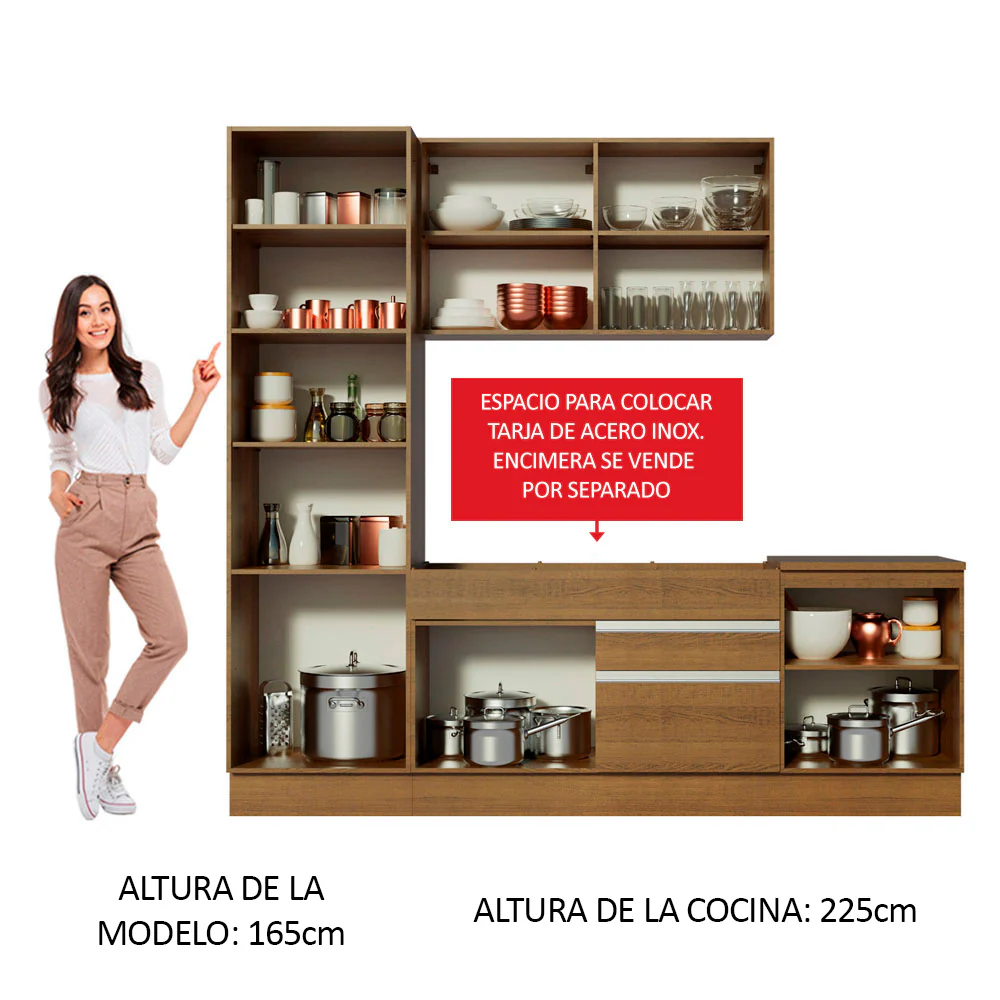 Combo completo de Cocina 240cm Marrón Bari Madesa 01 - Image 4