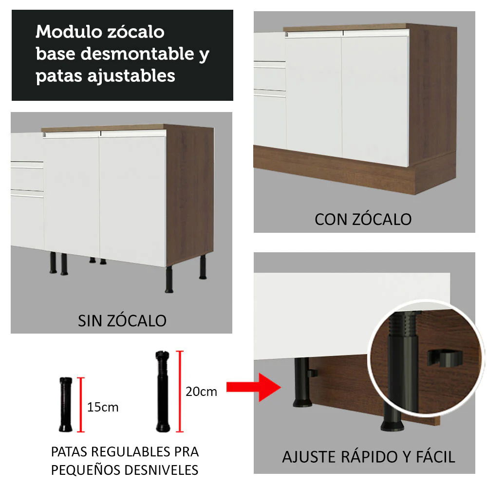 Combo completo de Cocina 240cm Marrón/Blanco Glamy Madesa 09 - Image 7