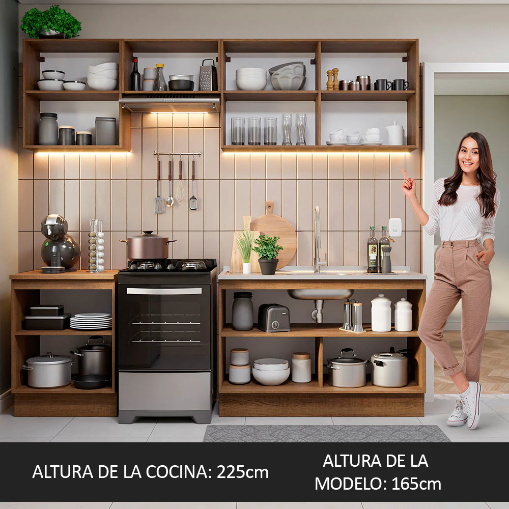 Combo completo de Cocina 240cm Marrón Glamy Madesa 09 - Image 6
