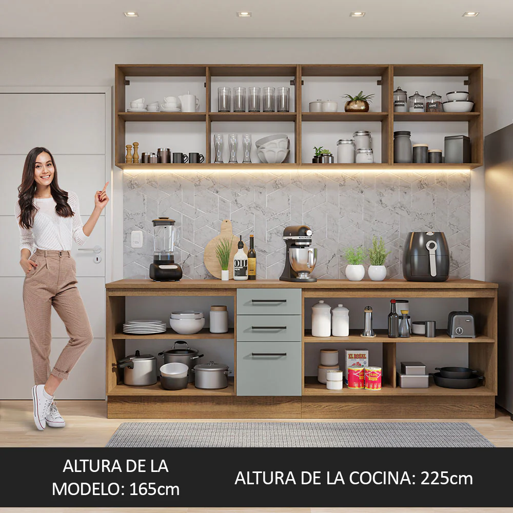 Combo completo de Cocina 240cm Marrón/Gris 60cm de Profundidad Agata Madesa 02 - Image 5
