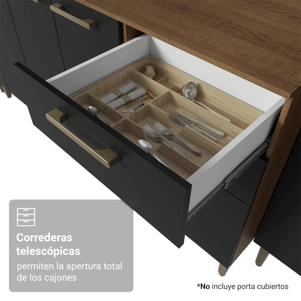 Combo completo de Cocina 245 cm Marrón/Negro Lille Madesa 01 - Image 7