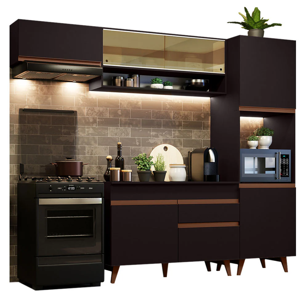 Combo completo de Cocina 250cm Negro Reims Madesa 04 - Image 3