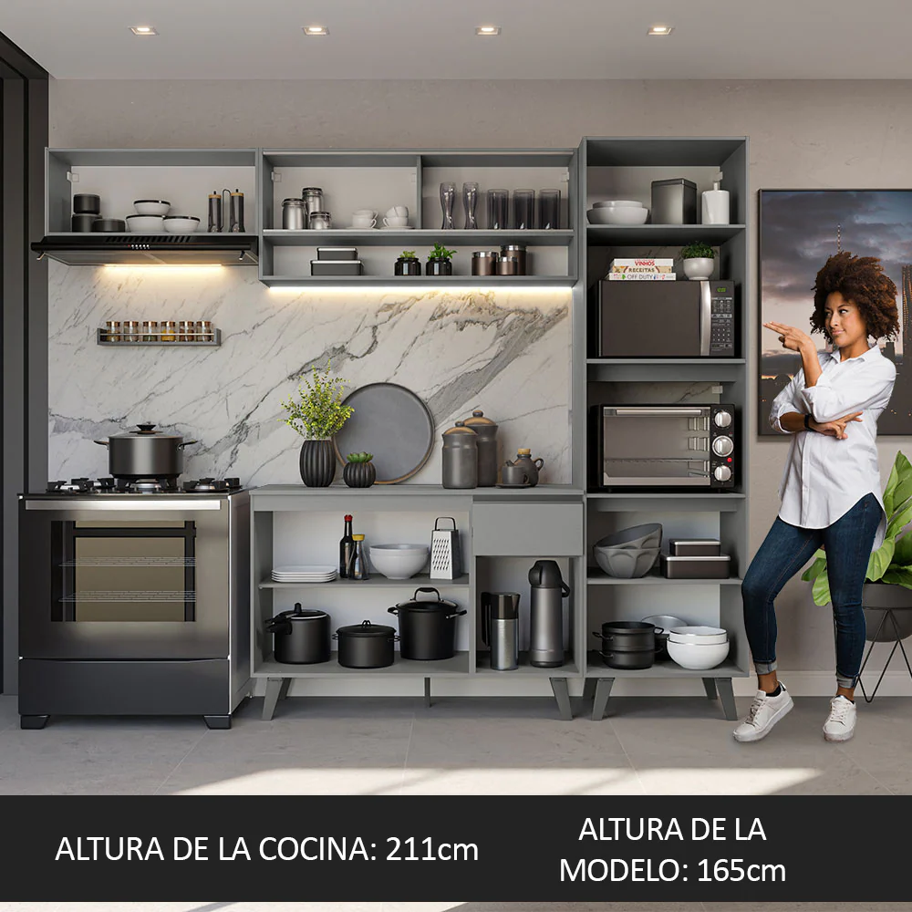 Combo Completo de Cocina 260 cm Gris Nice Madesa 03 - Image 5