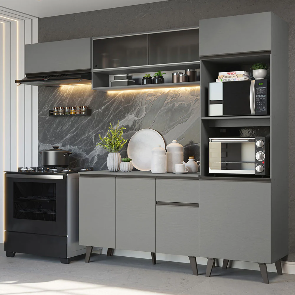 Combo Completo de Cocina 260 cm Gris Nice Madesa 04