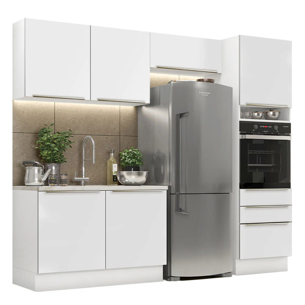 Combo Completo de Cocina 260 x 60 cm Blanco/Blanco Aterciopelado Lux Madesa 05 - Image 3