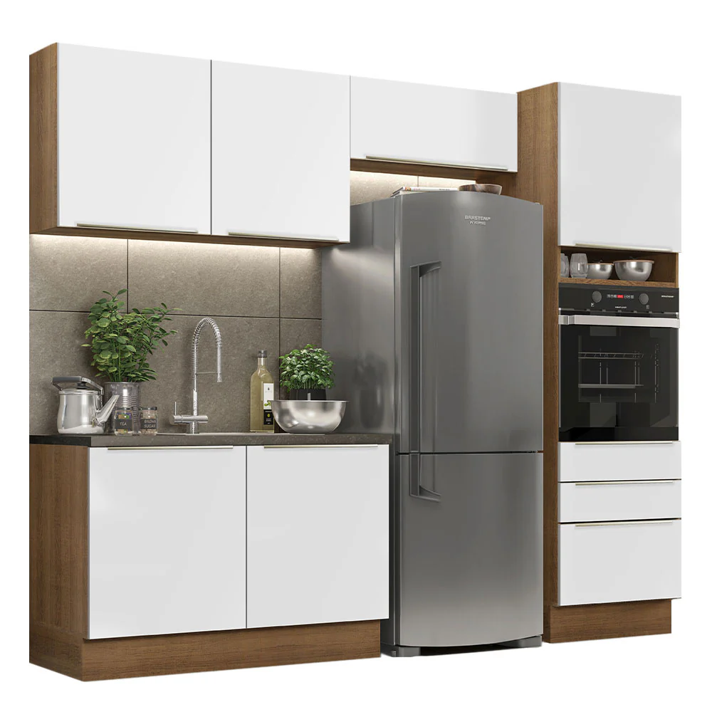 Combo Completo de Cocina 260 x 60 cm Marrón/Blanco Aterciopelado Lux Madesa 05 - Image 3