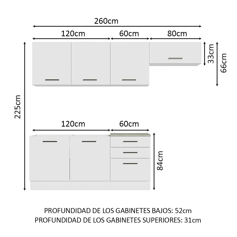 Combo completo de Cocina 260cm Blanco Agata Madesa 02 - Image 2