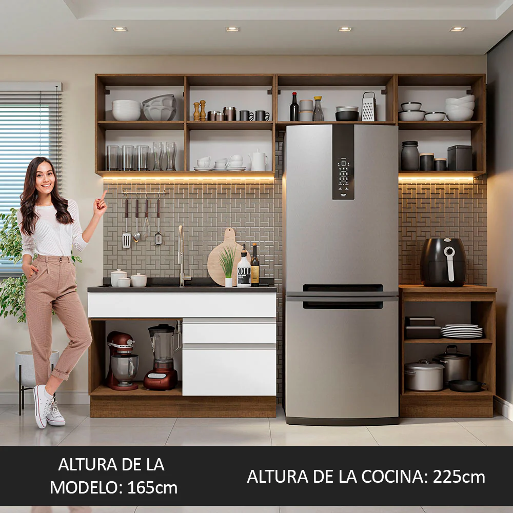 Combo completo de Cocina 260cm Glamy Madesa Marrón/Blanco 05 - Image 4
