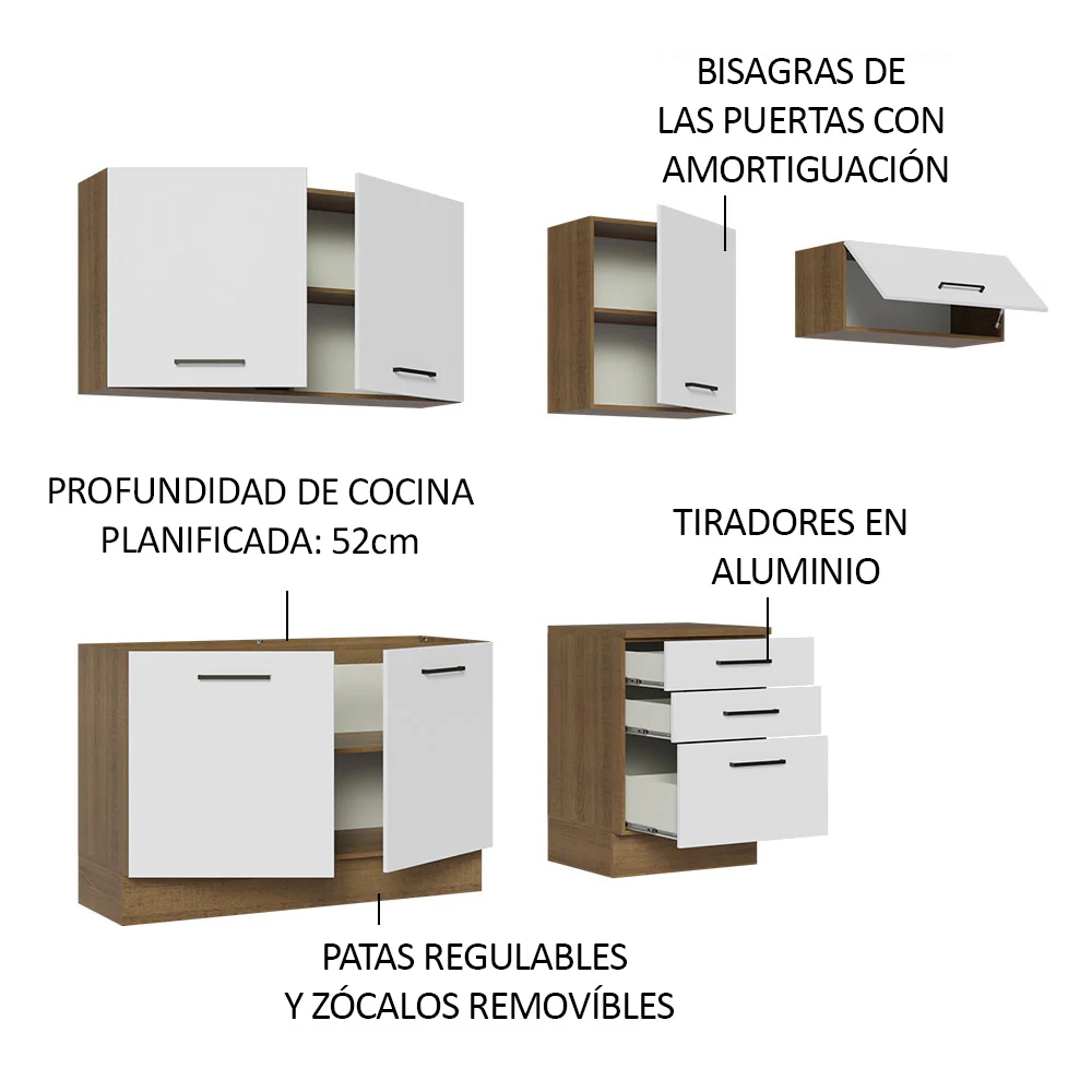 Combo completo de Cocina 260cm Marrón/Blanco Agata Madesa 02 - Image 5