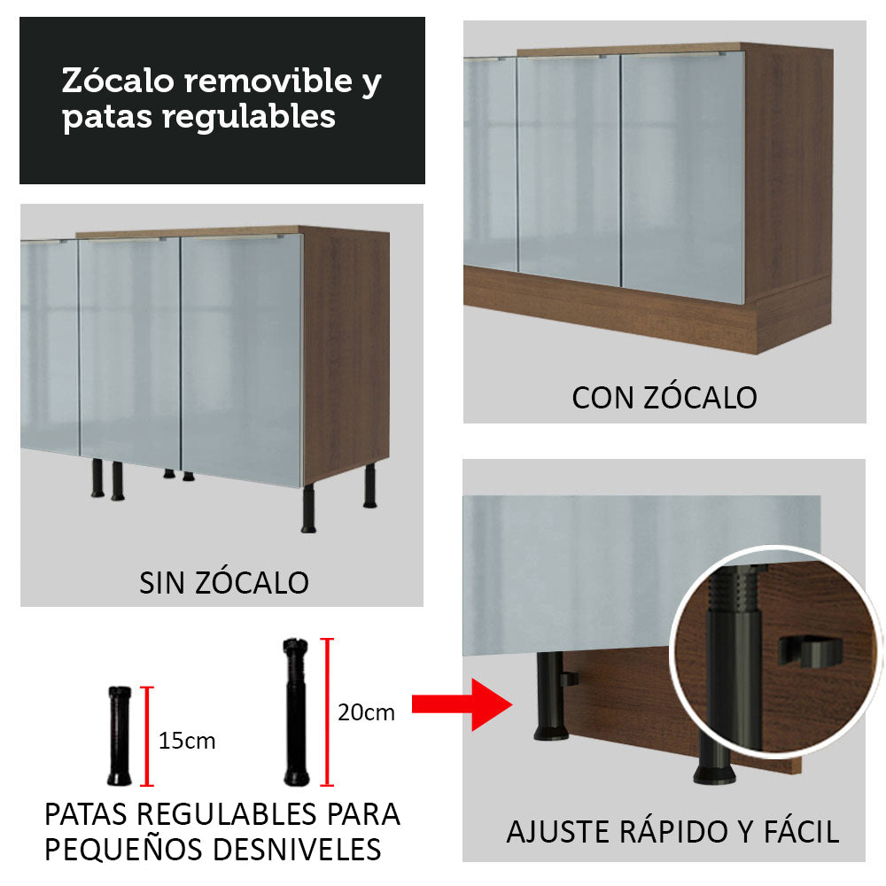 Combo completo de Cocina 260cm Marrón/Gris Lux Madesa 05 - Image 8