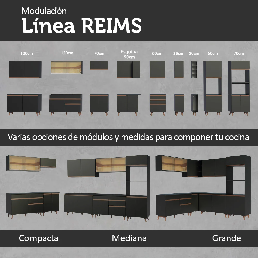 Combo completo de Cocina 260cm Negro Reims Madesa 05 - Image 10