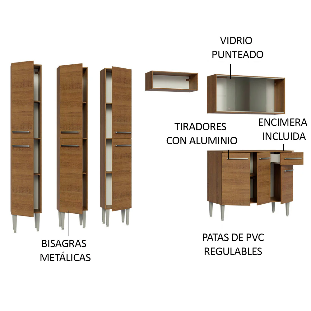 Combo completo de Cocina 261cm Emilly Madesa 03 - Marrón - Image 4