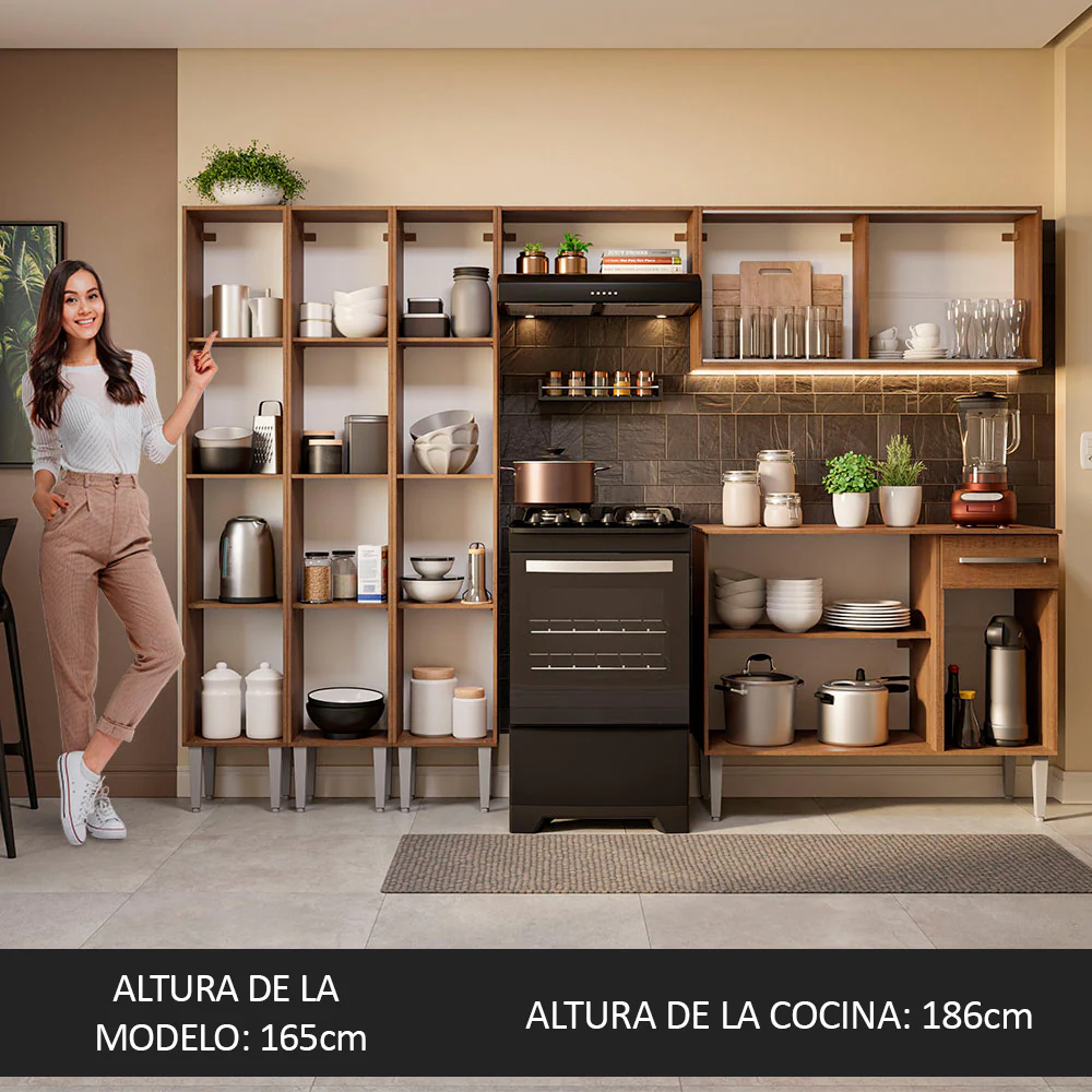 Combo completo de Cocina 261cm Emilly Madesa 03 - Marrón - Image 5