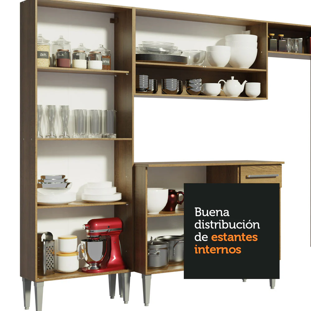Combo completo de Cocina 261cm Emilly Madesa 08 - Marrón - Image 6
