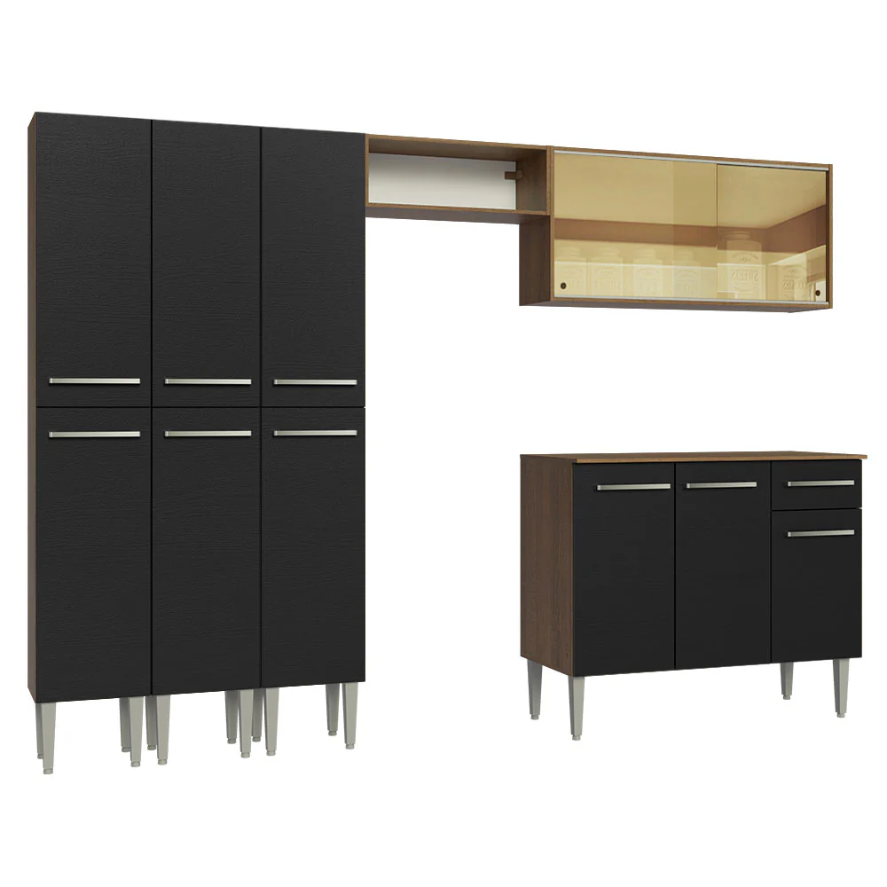 Combo completo de Cocina 261cm Marrón/Negro Emilly Madesa 05 - Image 9