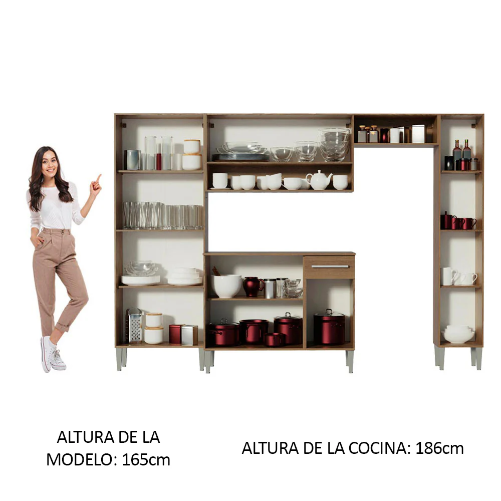 Combo completo de Cocina 261cm Marrón/Negro/Negro Emilly Hit Madesa 01 - Image 5