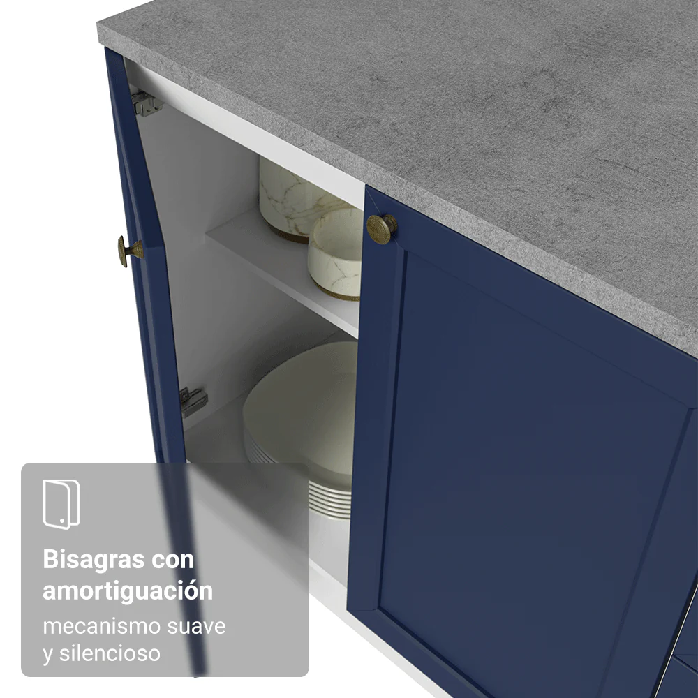 Combo completo de Cocina 270 cm Blanco/Azul Vik Madesa 05 - Image 8