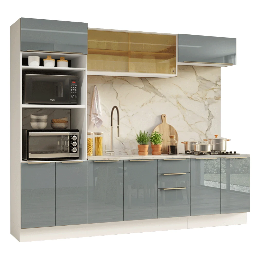 Combo completo de Cocina 270 cm Blanco/Gris Lux Madesa 05 - Image 3