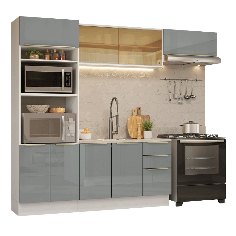 Combo completo de Cocina 270 cm Blanco/Gris Lux Madesa 07 - Image 3