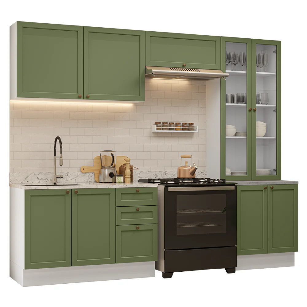 Combo completo de Cocina 270 cm Blanco/Verde Vik Madesa 06 - Image 3