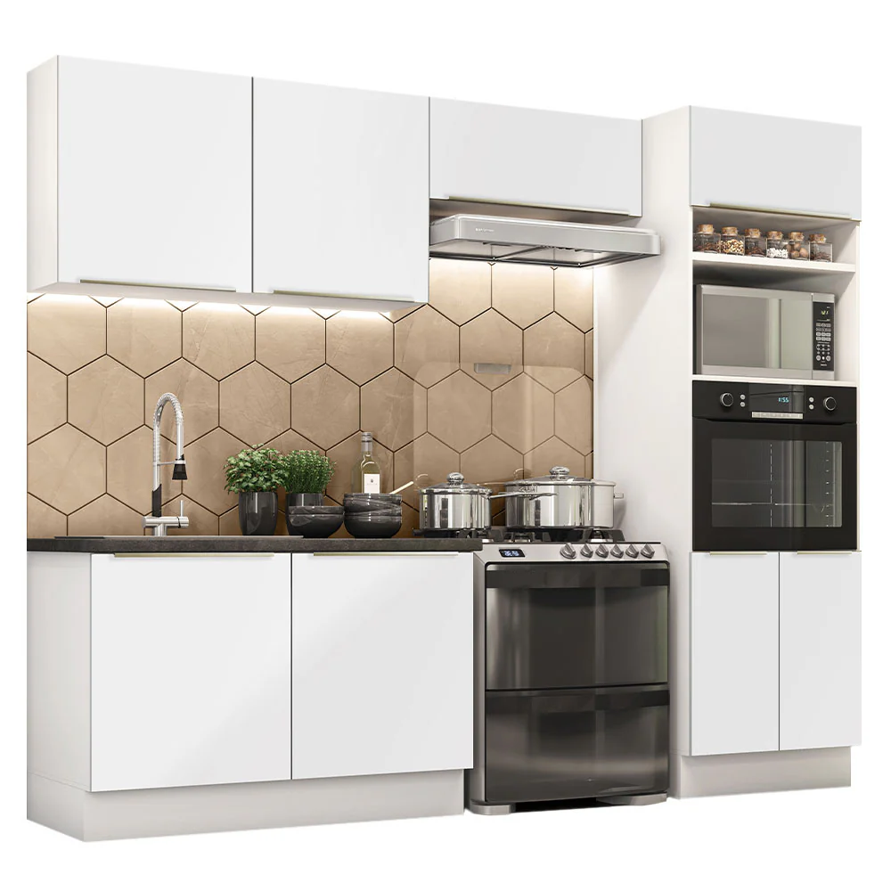 Combo Completo de Cocina 270 x 60 cm Blanco/Blanco Aterciopelado Lux Madesa 01 - Image 3