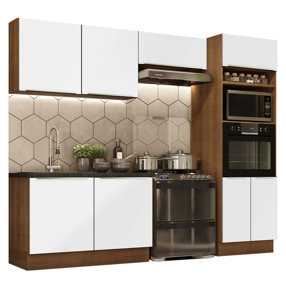 Combo Completo de Cocina 270 x 60 cm Marrón/Blanco Aterciopelado Lux Madesa 01 - Image 3