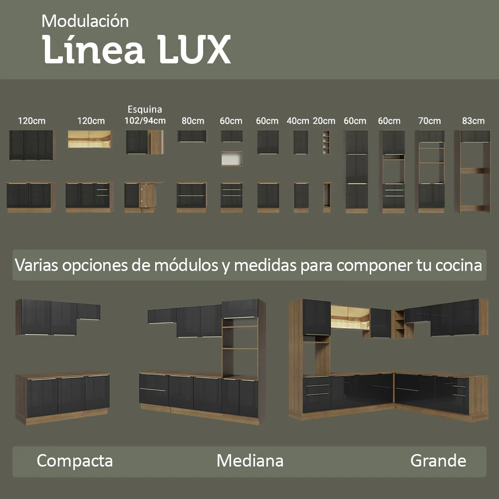 Combo Completo de Cocina 270 x 60 cm Marrón/Negro Lux Madesa 06 - Image 9