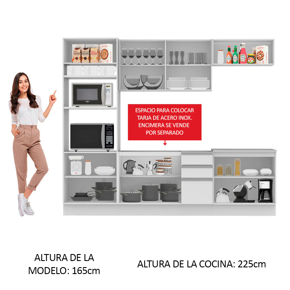 Combo completo de Cocina 270cm Atenas Madesa 03 - Blanco - Image 4
