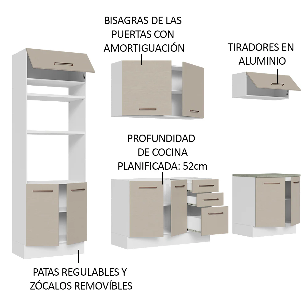 Combo completo de Cocina 270cm Blanco/Crema Agata Madesa 01 - Image 4