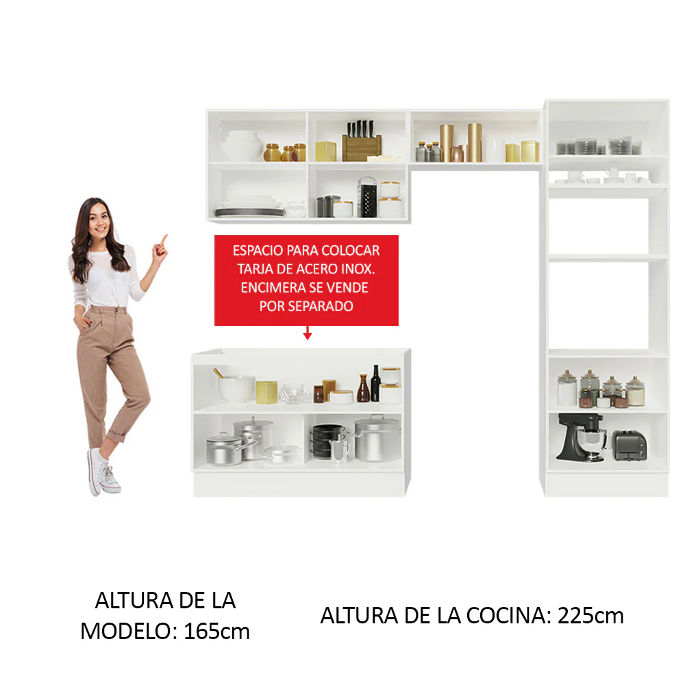 Combo completo de Cocina 270cm Blanco Gris Lux Madesa 01 - Image 5