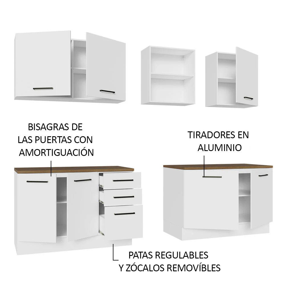 Combo completo de Cocina 270cm Blanco/Marrón 60cm de fondo Agata Madesa 09 - Image 4