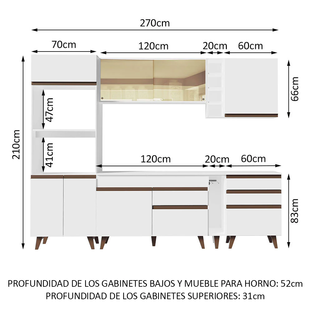 Combo completo de Cocina 270cm Blanco Reims Madesa 01 - Image 2