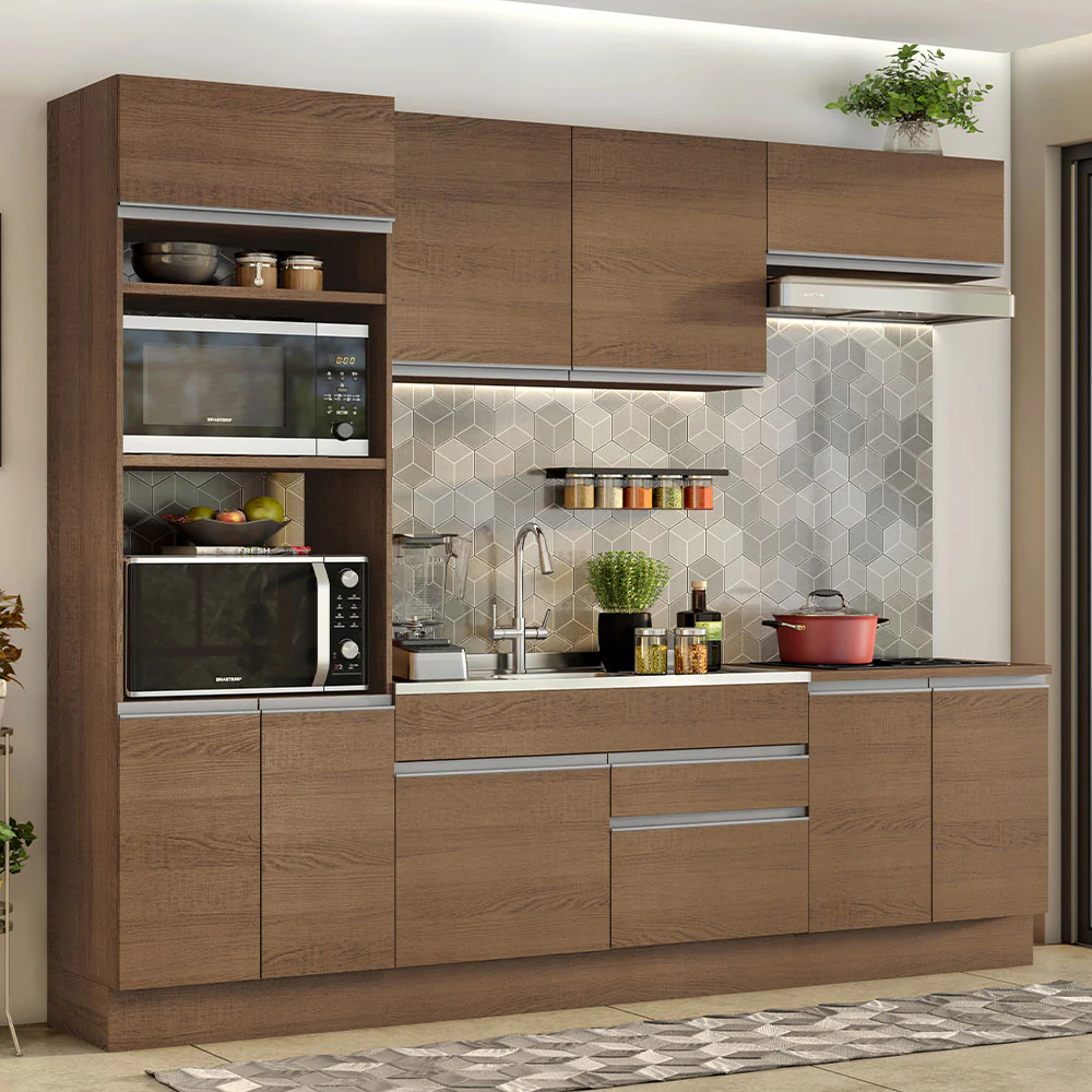 Combo completo de Cocina 270cm Marrón Glamy Madesa 13