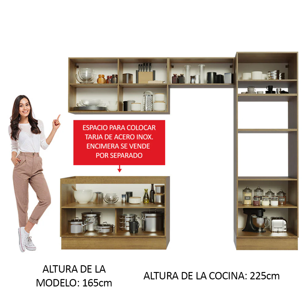 Combo completo de Cocina 270cm Marrón/Negro Lux Madesa 01 - Image 5